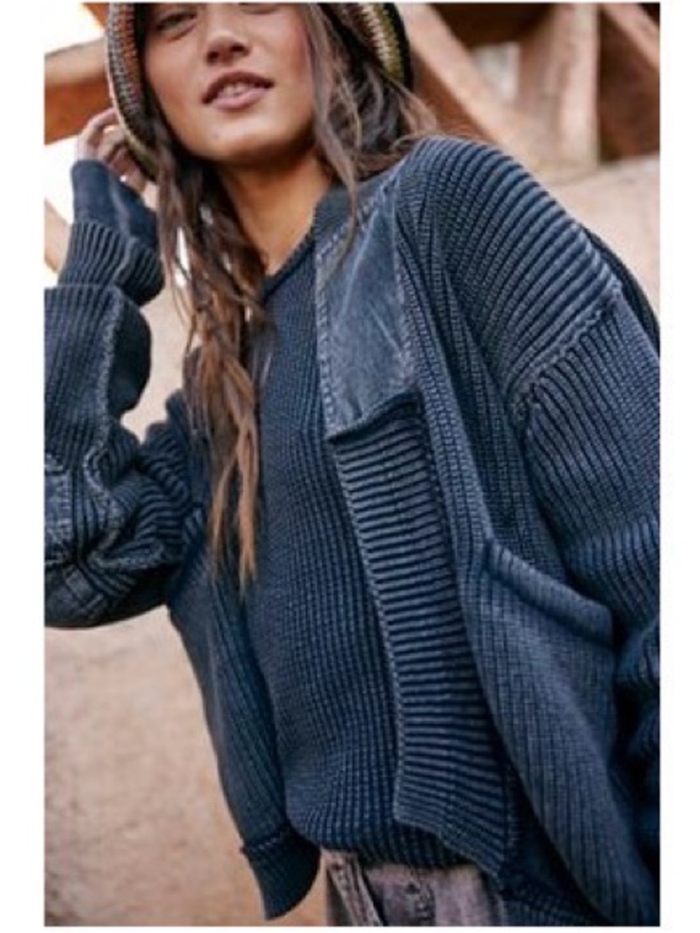 Free People We The Free Worn Through Surplus Cardi S black💕New Without Tags💕